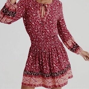 American Eagle Outfitters Boho Floral Long Sleeve Mini Dress Sz Large